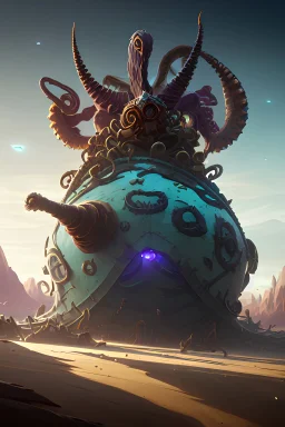 sandy mollusc, rigged shells, tentacles, in desert, primitive animal. D&D, fantasy, intricate, elegant, highly detailed, digital painting, artstation, octane render, concept art, matte, sharp focus, illustration, hearthstone, art by Artgerm and Greg Rutkowski and Alphonse Much