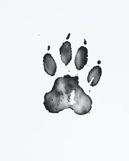 ink dog paw print, dirty