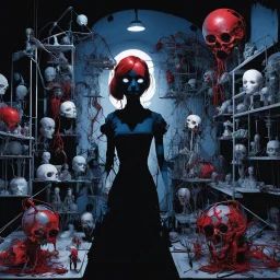 Doll parts assembly line, Nightmarish Surreal Mixed-Media Art by Paul Rumsey and Chris Bachalo, Double-Exposure, Shadows and Highlights, Tenebrism!, Volumetric lighting, dark colors, minimal, Unsettling Disturbing!, crimson and midnight_blue color scheme