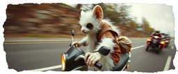 3d airbrush render, white fluffy gnome native panda elf alien dodo on insane fast scooter, pinhole cam, airbrush 3d rendering, in the style of Titian and Dali , torn edges on border, John Atkinson Grimshaw