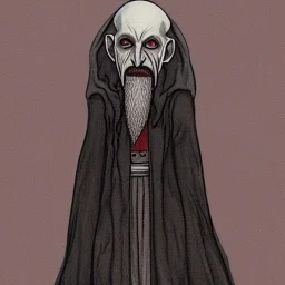 Nosferatu vampire with a tentacle beard, four arms and grey skin as Russian Orthodox