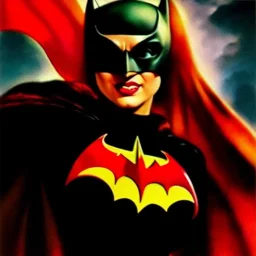 portrait oil on canvas, beautiful busty BatWoman,green eyes, ,minimal armor,comic book cover, mystical colors,insanely detailed,realistic,intrincate detail, 16k resolution, masterpiece,Frank Frazetta,Alex Horley, Simon Bisley