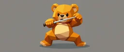 low poly teddy bear fighter