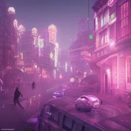 punk city, purple color scheme, 8k resolution, dynamic lighting, reflective surfaces