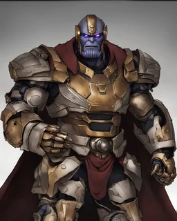 A brave robo thanos warrior with leather and metal combat clothes robotic metal with Chafee robo fighter dark