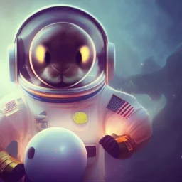 pixar style cute rabbit astronaut in space, unreal engine