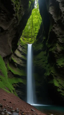 Cave mouth at the edge of the woods