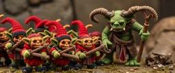 knitted goblins army and an ogre