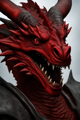 Ultra realistic photograph of red dragon's head