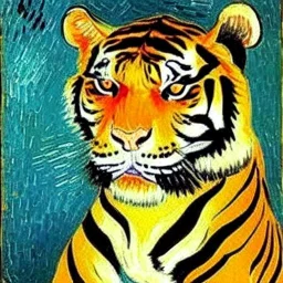 Portrait of a tiger by Van Gogh