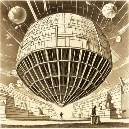 Buckminster Fuller, Frank Lloyd Wright, and M. C. Escher design a spacecraft