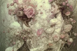 beautiful intricate rose field, soft delicate watercolor, dramatic, perfect composition, by Arthur Rackham highly detailed intricate very attractive beautiful fantastic view watercolor Arthur Rackham Jean-Baptiste Monge Egon Schiele muted tones professional Enki Bilal patchwork watercolor and ink Xuan Loc Xuan