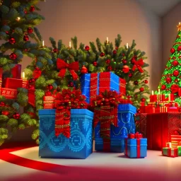 christmas ambience, african, kente, kente ribbon, kente boxes, clothing, african patterns, thread, embroidery, cinema 4d render, high detail