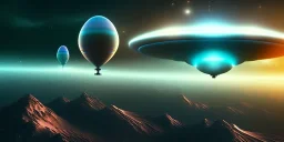 extra-terrestrial, 8K, photo realistic, highly detailed, lught ufo, light colors