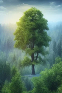 beatiful scenery's of realistic big tree in the hill top in super ultra HD in optic resolution, real photo, super detailed, professional PHOTOGRAPHY