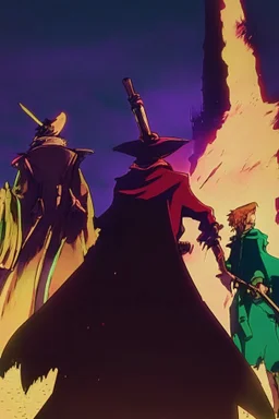 Adventurer party standing before a castle