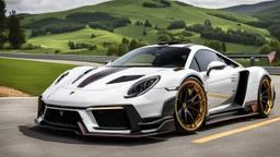 Porsche 991 Turbo S MANSORY Fused with Lamborghini Veneno, Super Detailed, desktop wallpaper, 4K, rear view