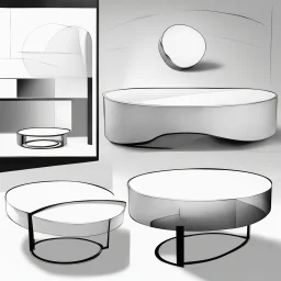 Modern “small” circular coffee table design, sketch