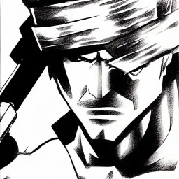 Solid Snake, Manga Drawing, by Hirohiko Araki