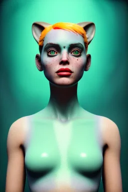 Fashion Portrait, tank girl pin-up, make up, natural busty, retro futuristic style, glow eyes, cinematic, Ultra realistic, jimmy marble artist style, wide angle view, soft color, highly detailed, unreal engine 5, ray tracing, RTX, lumen lighting, ultra detail, volumetric lighting, 3d, finely drawn, high definition.