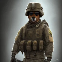 Kabosu the shiba inu, as a US army black ops soldier