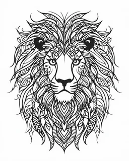 lion tattoo idea, line art, background, vector, svg, coloring book page style, black outline on white background, leave plenty of white space beetween lines for coloring, minimalist, tattoo style, tattoo idea