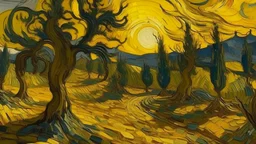 A yellow sunlight ruins painted by Vincent van Gogh