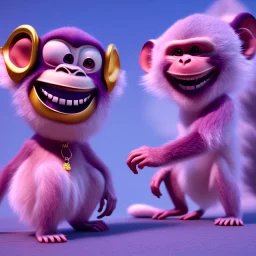 3d pixar style anamorphic cute monkey baby, smiling,gangsta gold neckless, full body, magenta puffer jacket, manila city backdrop, dramatic lighting, hyper realistic, unreal engine 5, 16k. full detailed