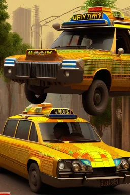 cyberpunk, kente, ghana taxi, ghana bus, village, 8k quality