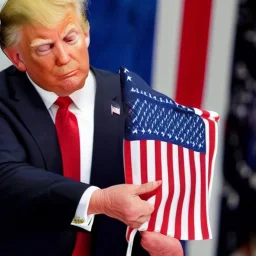 Donald Trump with an American flag