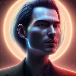 A beautiful portrait of man neo matrix color scheme, high key lighting, volumetric light high details psychedelic background