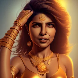 priyanka chopra , hot rose goddess, by Mahmoud Sai, Cartographic, Golden Hour, Closeup-View, 16k, Lumen Global Illumination, Diffraction Grading ,beautiful ,circuitry, jewelry