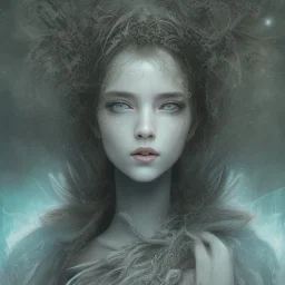 Portrait of beautiful girl, plant, metal, feathers, Dryad, fae, sidhe, ominous, nature, plants, wildflower, facepaint, dnd character portrait, intricate, oil on canvas, masterpiece, expert, insanely detailed, 4k resolution, retroanime style, cute big circular reflective eyes, cinematic smooth, intricate detail , soft smooth lighting, soft pastel colors, painted Renaissance style,bokeh, 800mm lens