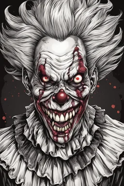 A zombie clown in manga style