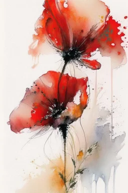 abstract watercolour poppy in the style of jean haines