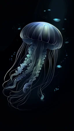 Draw jellyfish, translucent and slightly shining, floating in the dark. Let their forms blur like the boundaries between a dream and reality.