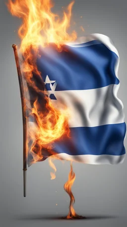 Hyper realistic burning israel flag