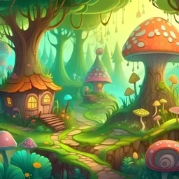 Soft cozy Fantasy cartoon forest