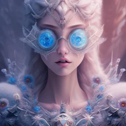 disney, epic white queen, icey blue, majestic, ominous, wildflowers background, intricate, masterpiece, expert, insanely detailed, 4k resolution, retroanime style, cute big circular reflective eyes, cinematic smooth, intricate detail , soft smooth lighting, soft pastel colors, painted Rena