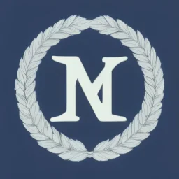 letter M, laurel wreath, roman style