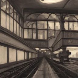 hogwarts express platform, edward hopper style