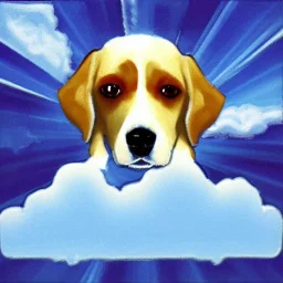 Portrait of a dog in sky, 64K --v 4