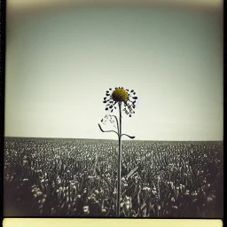 single long stem wildflower in a field, polaroid, tender, vintage, award winning landscape photography, nature photography, r/mostbeautiful