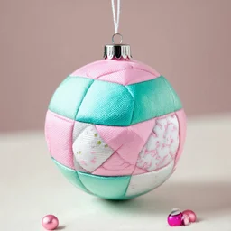 Polaroid, boule de Noël en tissu matelassé , pastel