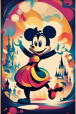 nostalgic poster cheerfull disney abstract