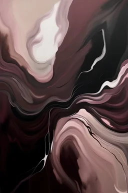 Fluid abstract painting, dark, wine, clay, dusty rose,