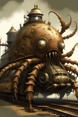 Choo-Choo Charles, monstrous, spider-like creature, body of a steam locomotive, Ancient Demon