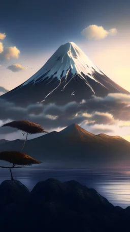 Monte Fuji, Ilha Honshu, (illustration: 1.0), Epic composition, realistic lighting, high-definition detail, master part, best quality, (muito detalhado CG unificado 8k wallpaper), 1 Homem