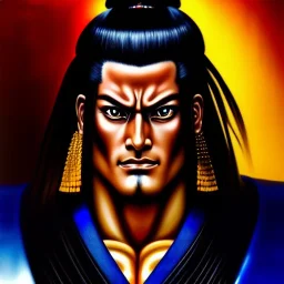 Ultra detailed fullbody Portrait in oil on canvas of Haohmaru (Samurai Shodown) ,intense stare,extremely detailed digital painting, extremely detailed face,crystal clear Big eyes,with full head inside portrait, mystical colors ,perfectly centered image, perfect composition, rim light, beautiful lighting,masterpiece,8k, stunning scene, raytracing, anatomically correct, in the style of robert e howard and Ken Kelley and Ohrai Noriyoshi and Simon Bisley and tomzj1