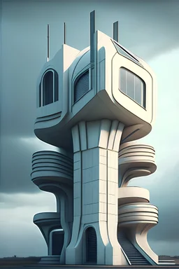 a futuristic house on a pilaster